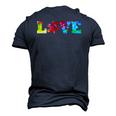 Love Puzzle Pieces Heart Autism Awareness Tie Dye Men's 3D T-Shirt Back Print Navy Blue