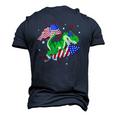 Patriotic Dinosaur Fireworks &8211 Usa American Flag 4Th Of July Men's 3D T-Shirt Back Print Navy Blue