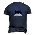 Stoned Black Cat Smoking And Peeking Sideways With Cannabis Men's 3D T-shirt Back Print Navy Blue