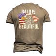 Mens Bald Is Beautiful July 4Th Eagle Patriotic American Vintage Men's 3D T-Shirt Back Print Khaki