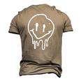 Cool Melting Smiling Face Emojicon Melting Smile Men's 3D T-Shirt Back Print Khaki