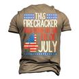 This Firecracker Was Born On 4Th Of July Birthday Patriotic Men's 3D T-shirt Back Print Khaki