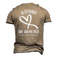 Heart In September We Wear Red Blood Cancer Awareness Ribbon Men's 3D T-Shirt Back Print Khaki