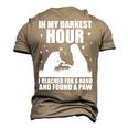 In My Darkest Hour I Reached For A Hand And Found A Paw  Men's 3D Print Graphic Crewneck Short Sleeve T-shirt Khaki