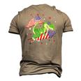 Patriotic Dinosaur Fireworks &8211 Usa American Flag 4Th Of July Men's 3D T-Shirt Back Print Khaki