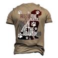 Rescue Save Love - Cute Animal Rescue Dog Cat Lovers Men's 3D T-shirt Back Print Khaki