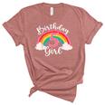 5 Years Old Birthday Girl Rainbow For Girls 5Th Birthday  Women's Short Sleeve T-shirt Unisex Crewneck Soft Tee Heather Mauve