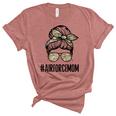Air Force Mom Messy Bun Sunglasses Military Mom Mothers Day Women's Short Sleeve T-shirt Unisex Crewneck Soft Tee Heather Mauve
