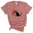 Christmas Funny Black Cat Ho Ho Ho Cat Lovers Gifts Women's Short Sleeve T-shirt Unisex Crewneck Soft Tee Heather Mauve