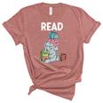 Funny Teacher Library Read Book Club Piggie Elephant Pigeons  Women's Short Sleeve T-shirt Unisex Crewneck Soft Tee Heather Mauve