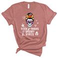 Halloween Skull Messy Bun Thick Thighs And Spooky Vibes Unisex Crewneck Soft Tee Heather Mauve