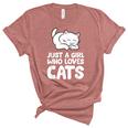 Just A Girl Who Loves Cats Unisex Crewneck Soft Tee Heather Mauve