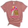 Kids 7 Year Old Cool Cute Sloth Balloons 7Th Birthday Girls Party Women's Short Sleeve T-shirt Unisex Crewneck Soft Tee Heather Mauve