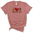 Peace Love Fall Messy Bun Girl Women's Short Sleeve T-shirt Unisex Crewneck Soft Tee Heather Mauve