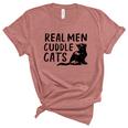 Real Men Cuddle Cats Black Cat Animals Cat Women's Short Sleeve T-shirt Unisex Crewneck Soft Tee Heather Mauve