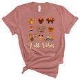 Retro Fall Vibes Pumpkin Turkey Halloween Fall Thanksgiving Unisex Crewneck Soft Tee Heather Mauve