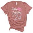 Sassy And Fabulous At 24 24Th Pink Crown Lips Women Birthday Unisex Crewneck Soft Tee Heather Mauve