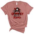 Spooky Mama Skull Witch Women Messy Bun Halloween Costume Unisex Crewneck Soft Tee Heather Mauve