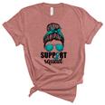 Support Squad For Women Ovarian Cancer Messy Bun Women's Short Sleeve T-shirt Unisex Crewneck Soft Tee Heather Mauve
