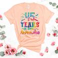 45 Years Of Being Awesome Tie Dye 45 Years Old 45Th Birthday Unisex Crewneck Soft Tee Heather Peach
