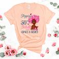 50Th Birthday Squad Stepping Into 50 Years Old Black Womens Unisex Crewneck Soft Tee Heather Peach