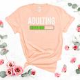 Adult 18Th Birthday Adulting For 18 Years Old Girls Boys Unisex Crewneck Soft Tee Heather Peach