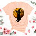 Beautiful Halloween Black Cat With Witch Hat Full Moon - Cat Unisex Crewneck Soft Tee Heather Peach