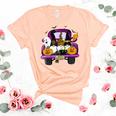 Boo Pumpkin Witch Gnomes In Halloween Truck Funny Holiday Unisex Crewneck Soft Tee Heather Peach