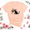 Christmas Funny Black Cat Ho Ho Ho Cat Lovers Gifts Women's Short Sleeve T-shirt Unisex Crewneck Soft Tee Heather Peach