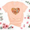 Fall Heart Pumpkins Flowers Women's Short Sleeve T-shirt Unisex Crewneck Soft Tee Heather Peach