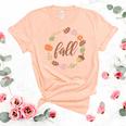 Fall Retro Flower Leaf Circle Women's Short Sleeve T-shirt Unisex Crewneck Soft Tee Heather Peach