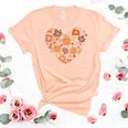 Fall Retro Season Flowers Heart Things Women's Short Sleeve T-shirt Unisex Crewneck Soft Tee Heather Peach