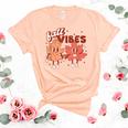 Fall Vibes Pumpkins Funny Leaves Autumn Vibes Red With Gold  Unisex Crewneck Soft Tee Heather Peach