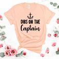 Funny Captain Wife Dibs On The Captain Quote Anchor Sailing  Unisex Crewneck Soft Tee Heather Peach
