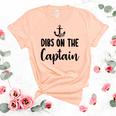 Funny Captain Wife Dibs On The Captain Quote Anchor Sailing  V3 Women's Short Sleeve T-shirt Unisex Crewneck Soft Tee Heather Peach