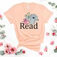 Funny Read Book Club Piggie Elephant Pigeons Teacher  Women's Short Sleeve T-shirt Unisex Crewneck Soft Tee Heather Peach