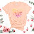 Happy Mothers Day With Tie-Dye Heart Mothers Day  Women's Short Sleeve T-shirt Unisex Crewneck Soft Tee Heather Peach