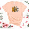 Its Fall Yall Leopard Pumpkin Women's Short Sleeve T-shirt Unisex Crewneck Soft Tee Heather Peach