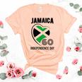 Jamaica 60Th Independence Day Jamaica 60 Independence Yellow  Unisex Crewneck Soft Tee Heather Peach