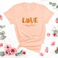 Love Fall Pumkin Season Thanksgiving Women's Short Sleeve T-shirt Unisex Crewneck Soft Tee Heather Peach