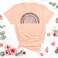 Montessori Teacher Leopard Rainbow Appreciation Teachers Women's Short Sleeve T-shirt Unisex Crewneck Soft Tee Heather Peach