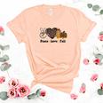 Peace Love Fall Pumpkin Heart Women's Short Sleeve T-shirt Unisex Crewneck Soft Tee Heather Peach