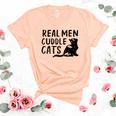 Real Men Cuddle Cats Black Cat Animals Cat Women's Short Sleeve T-shirt Unisex Crewneck Soft Tee Heather Peach