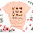 Retro Fall Vibes Pumpkin Turkey Halloween Fall Thanksgiving Unisex Crewneck Soft Tee Heather Peach