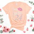 Sassy And Fabulous At 24 24Th Pink Crown Lips Women Birthday Unisex Crewneck Soft Tee Heather Peach