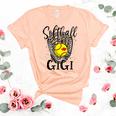 Softball Gigi Leopard Game Day Softball Lover Mothers Day  Women's Short Sleeve T-shirt Unisex Crewneck Soft Tee Heather Peach