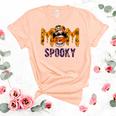 Spooky Mama Messy Skull Mom Witch Halloween Women Unisex Crewneck Soft Tee Heather Peach