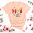 Summer Vibes Tropical Cocktail Drink Design For Beach Fun Unisex Crewneck Soft Tee Heather Peach