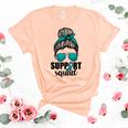 Support Squad For Women Ovarian Cancer Messy Bun Women's Short Sleeve T-shirt Unisex Crewneck Soft Tee Heather Peach
