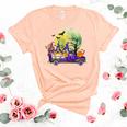 Truck With Cute Gnomes And Pumpkins In Halloween Unisex Crewneck Soft Tee Heather Peach